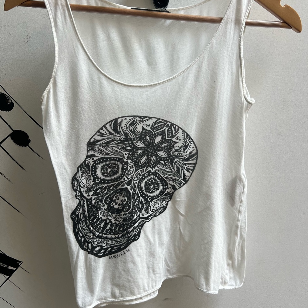 White Skull Graphic Tank Top